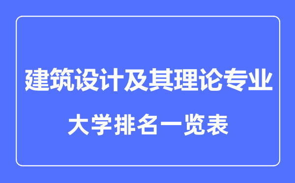 2023年全國(guó)建筑設(shè)計(jì)及其理論專業(yè)大學(xué)排名一覽表