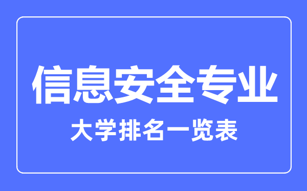 2023年全國信息安全專業(yè)大學排名一覽表