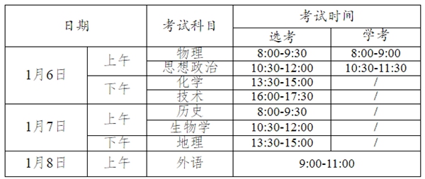 2023年浙江高中各科會(huì )考時(shí)間安排一覽表