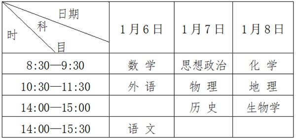 2023年黑龍江高中各科會(huì )考時(shí)間安排一覽表