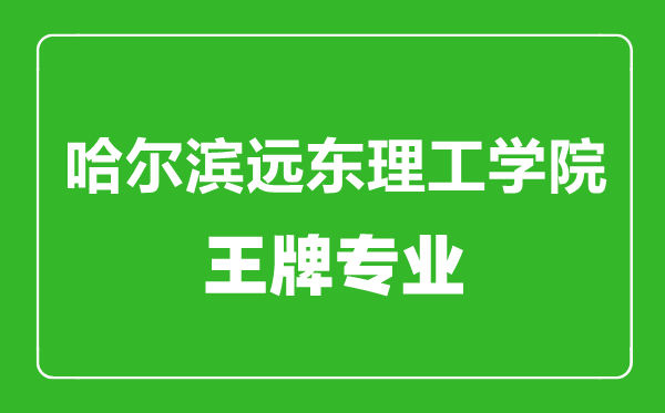 哈爾濱遠(yuǎn)東理工學(xué)院王牌專業(yè)有哪些,哈爾濱遠(yuǎn)東理工學(xué)院最好的專業(yè)是什么