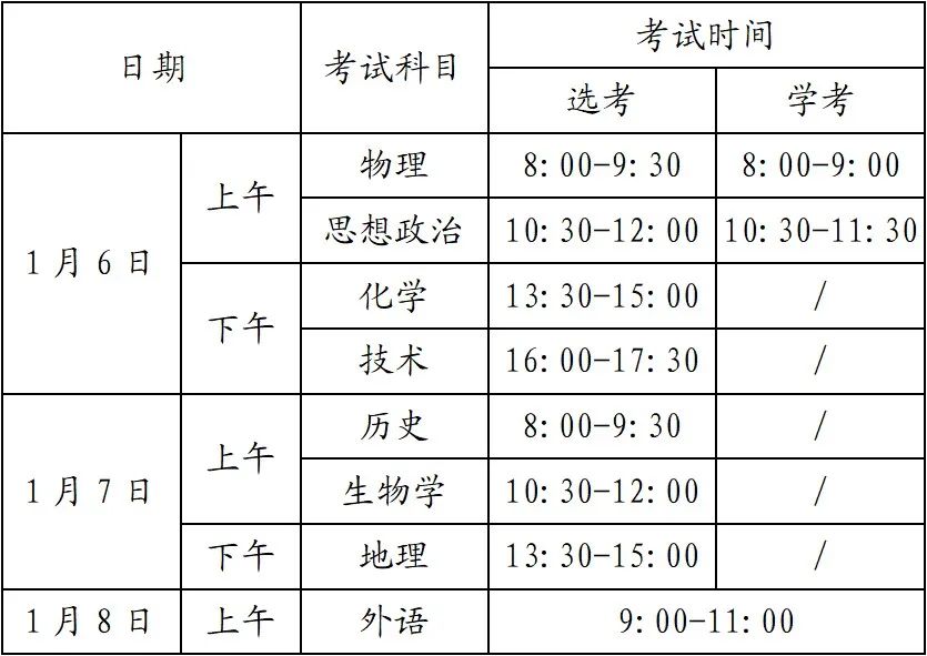 2024年浙江高中學(xué)業(yè)水平考試具體時(shí)間安排