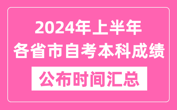 2024年上半年全國各省市自考本科成績公布時間匯總表