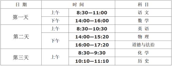 2024年銅川中考時間是幾月幾號,具體各科目時間安排一覽表