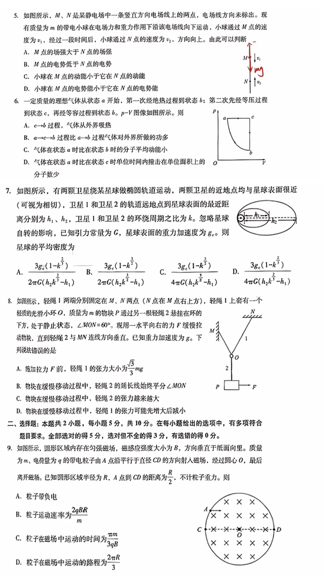 新高考2024九省聯(lián)考物理試卷及答案解析