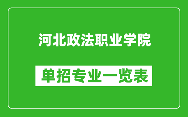 河北政法職業(yè)學院單招專業(yè)一覽表