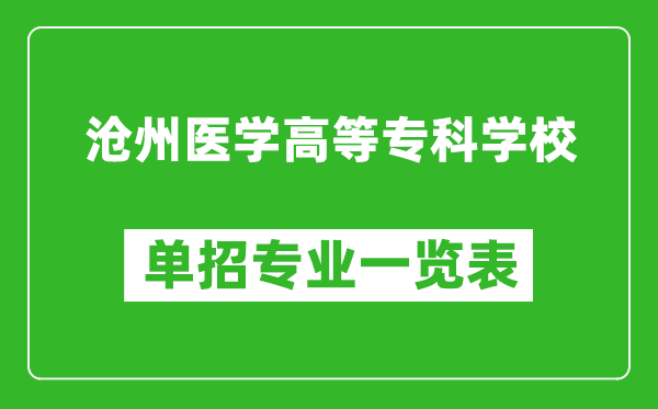 滄州醫(yī)學(xué)高等專科學(xué)校單招專業(yè)一覽表