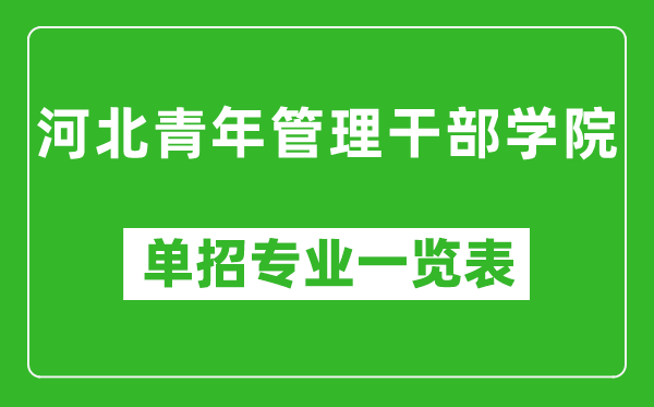 河北青年管理干部學院單招專業(yè)一覽表