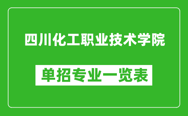 四川化工職業(yè)技術(shù)學(xué)院單招專業(yè)一覽表