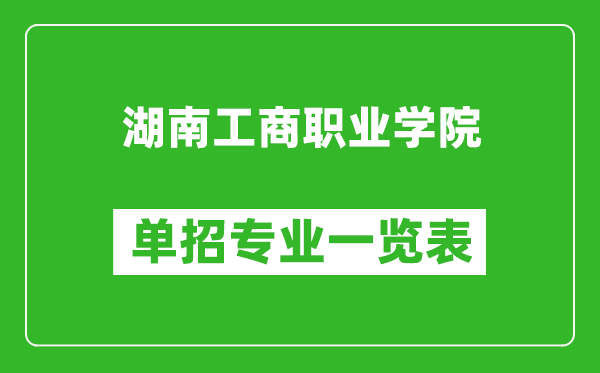 湖南工商職業(yè)學(xué)院單招專業(yè)一覽表