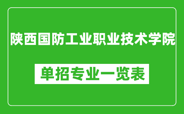 陜西國防工業(yè)職業(yè)技術(shù)學(xué)院單招專業(yè)一覽表