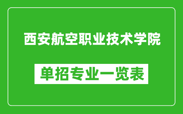 西安航空職業(yè)技術學院單招專業(yè)一覽表