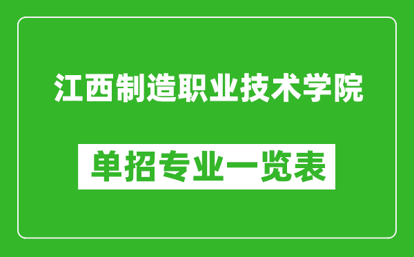 江西制造職業(yè)技術(shù)學(xué)院單招專業(yè)一覽表