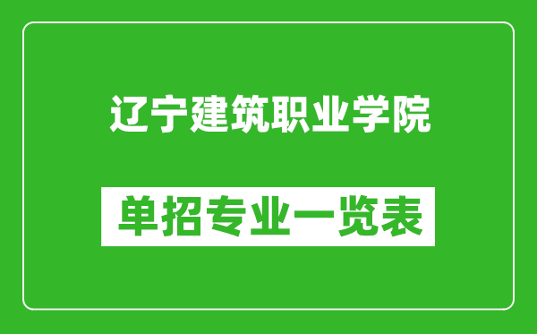 遼寧建筑職業(yè)學(xué)院單招專業(yè)一覽表