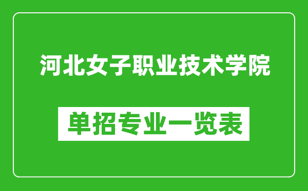 河北女子職業(yè)技術學院單招專業(yè)一覽表