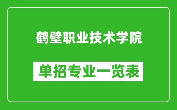 鶴壁職業(yè)技術學院單招專業(yè)一覽表