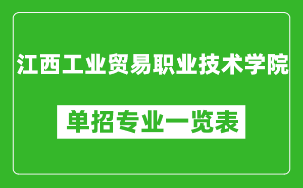 江西工業(yè)貿(mào)易職業(yè)技術(shù)學(xué)院單招專業(yè)一覽表