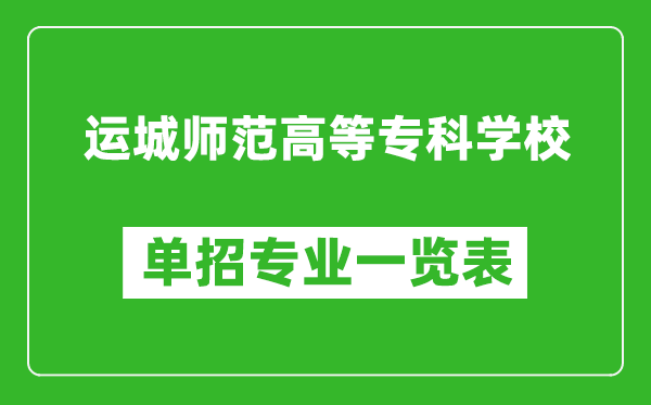 運(yùn)城師范高等專科學(xué)校單招專業(yè)一覽表