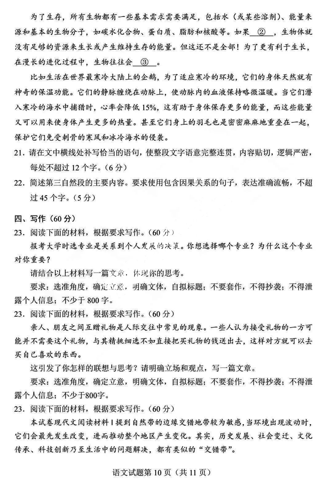 新高考2024年九省聯(lián)考語(yǔ)文試卷及答案解析