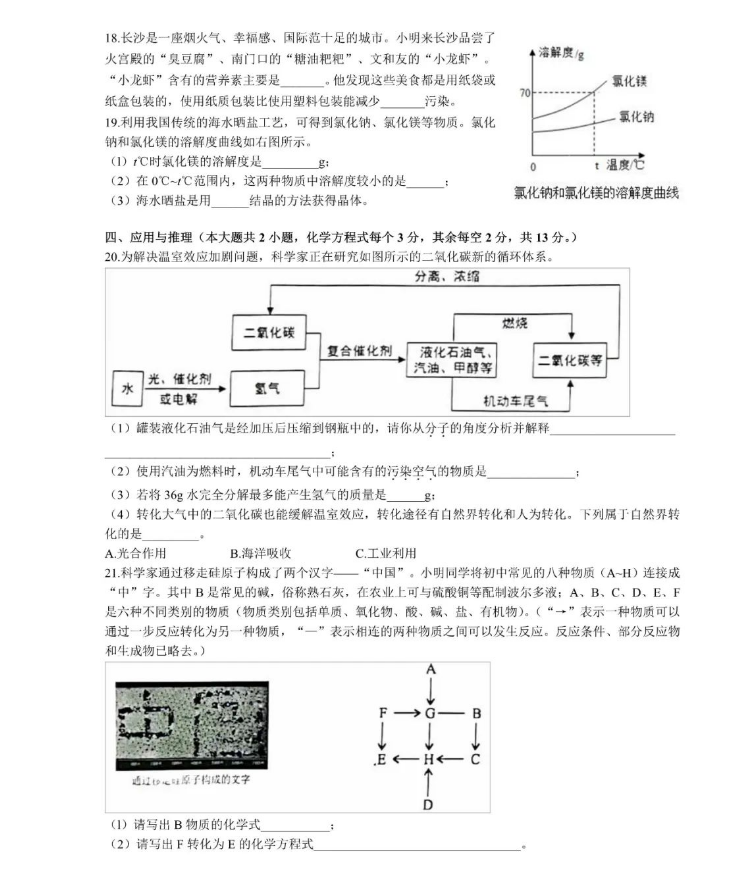 2024年長(cháng)沙中考化學(xué)試卷真題及答案解析