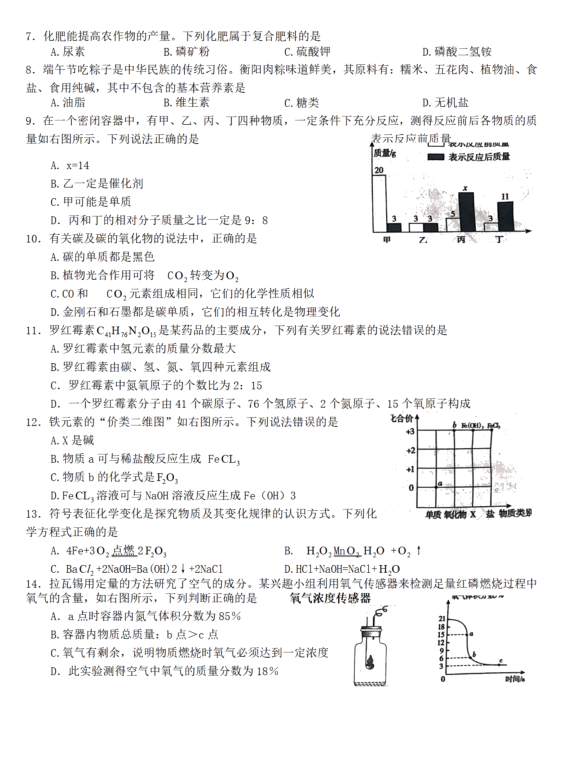 2024年衡陽(yáng)中考化學(xué)試卷真題及答案解析