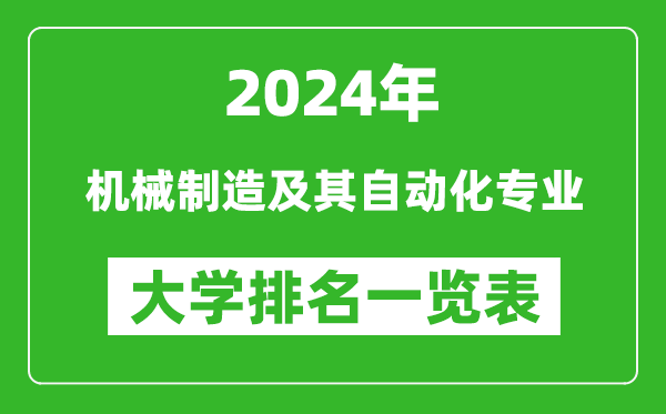 2024年全國機械設計制造及其自動(dòng)化專(zhuān)業(yè)大學(xué)排名一覽表