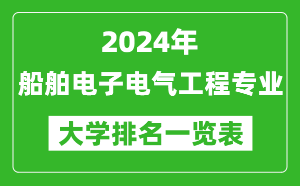 2024年全國船舶電子電氣工程專(zhuān)業(yè)大學(xué)排名一覽表