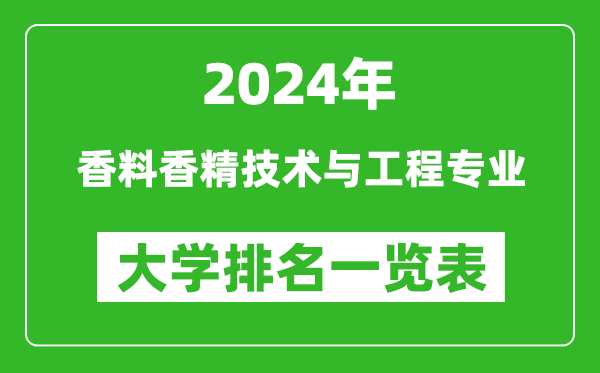 2024年全國香料香精技術(shù)與工程專(zhuān)業(yè)大學(xué)排名一覽表