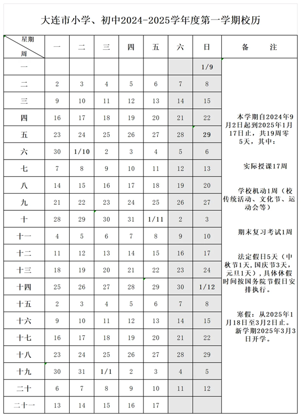 2025年大連中小學(xué)寒假放假時間表,大連寒假多少天?