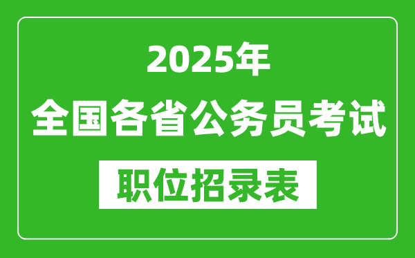 2025年全國各省公務(wù)員考試職位表匯總,各地省考崗位招錄表